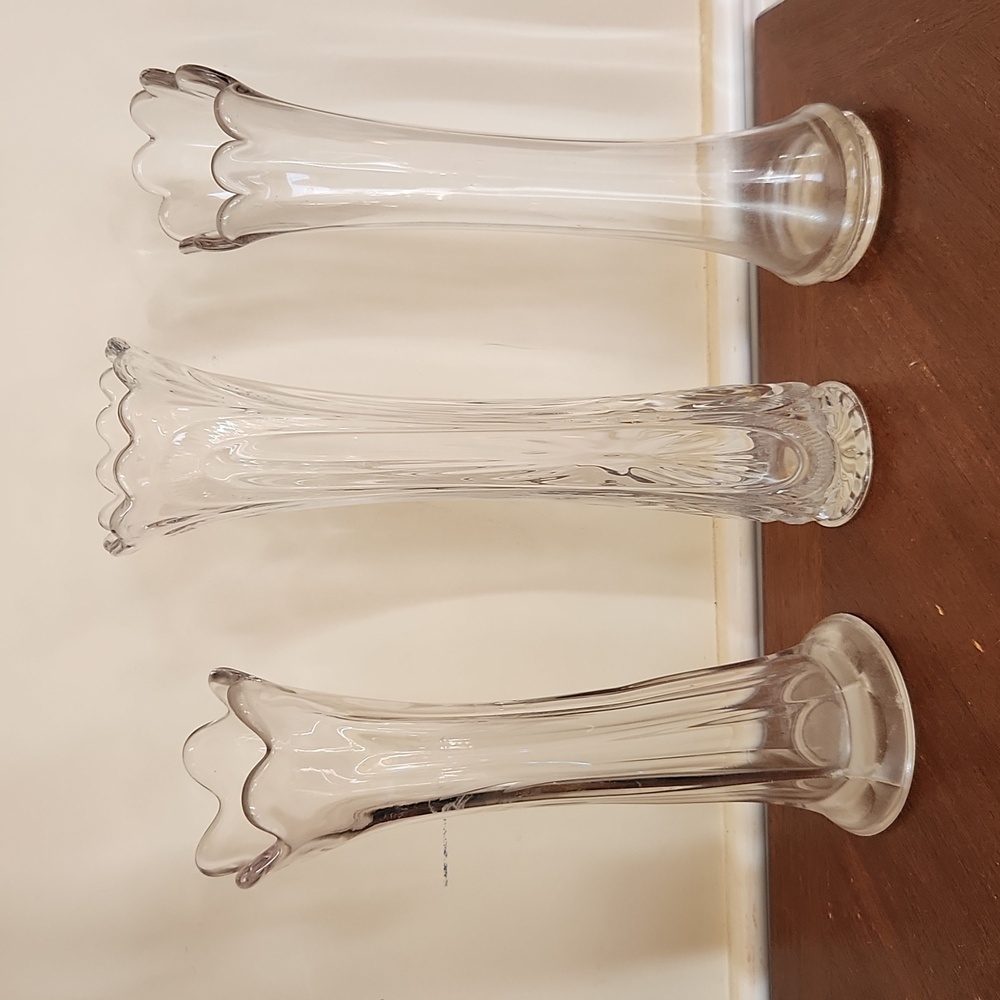 Trio Of Manganese Glass Vases